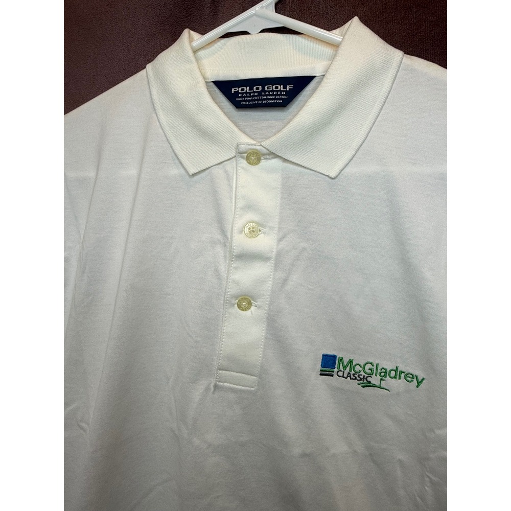 Polo Golf Ralph Lauren White Classic Golf Polo Shirt Mens Medium NWOT‎ McGladrey